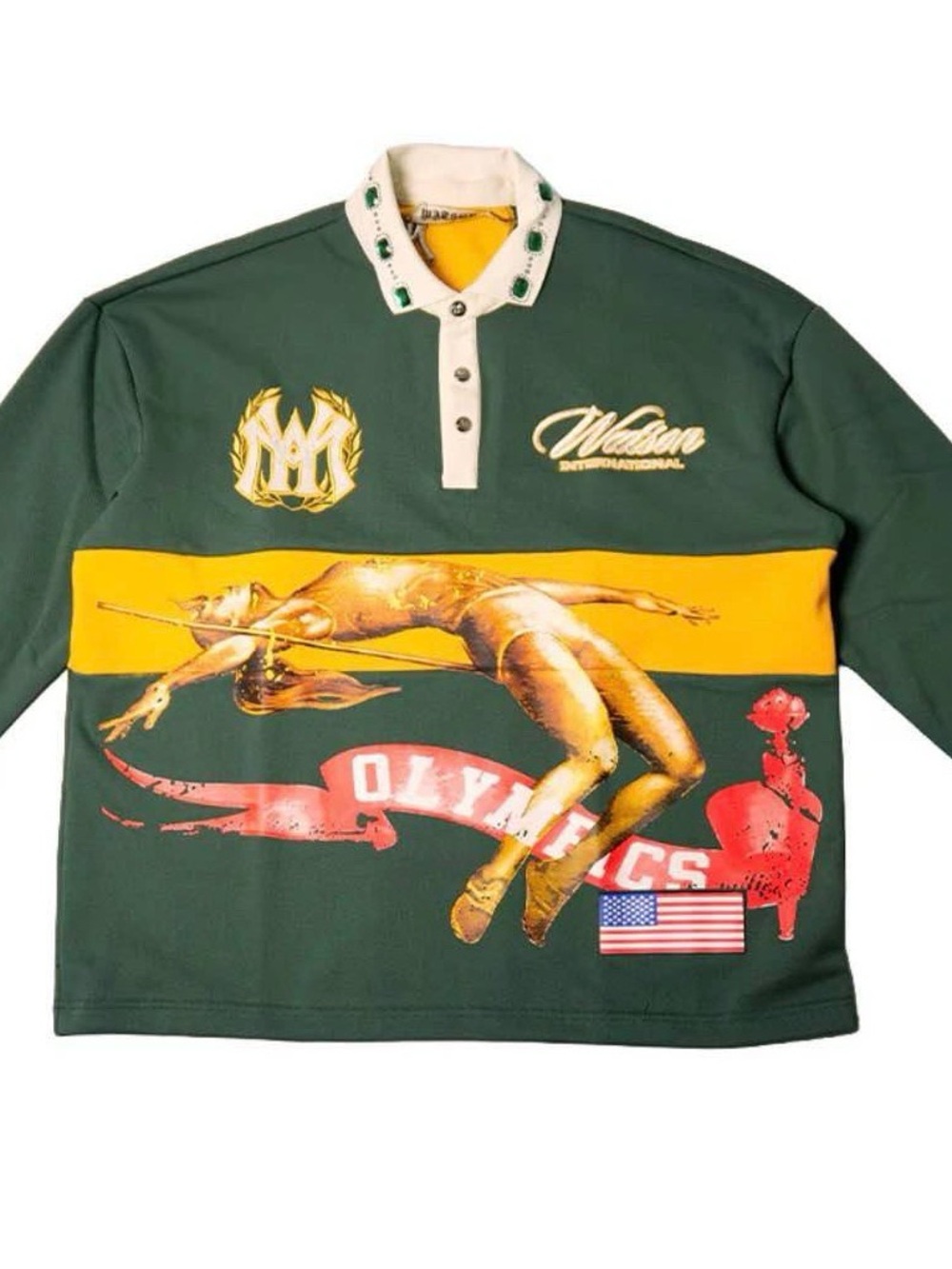 Green & Yellow Graphic Rugby Polo